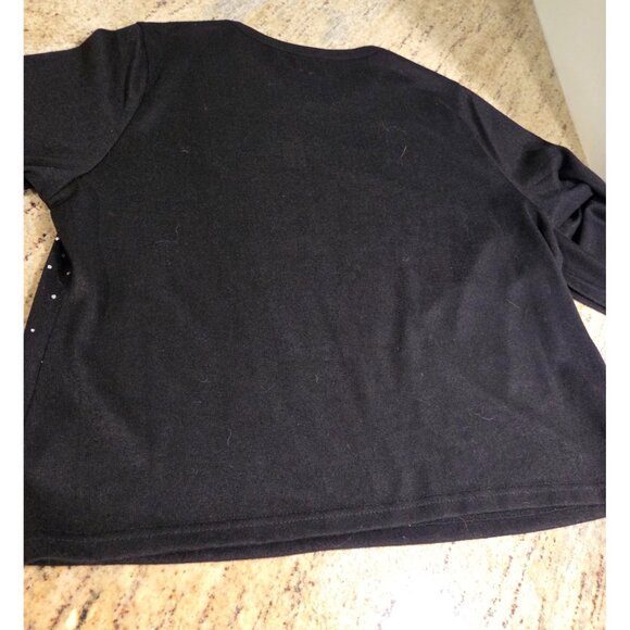 New! C. D. Petites Women XLP 3/4 Sleeve Black Rhinestone Knit Sweater Waterfall - Picture 11 of 12